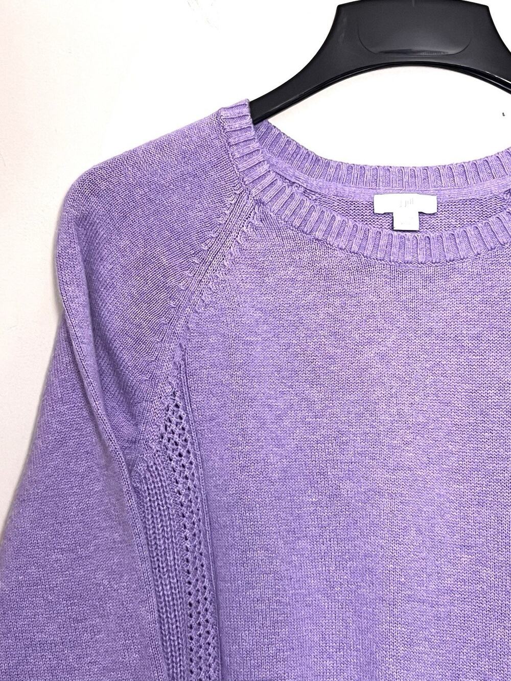 J JILL LAVENDER PURPLE COTTON NYLON CREW NECK SWEATER PETITES SIZE L / LARGE
